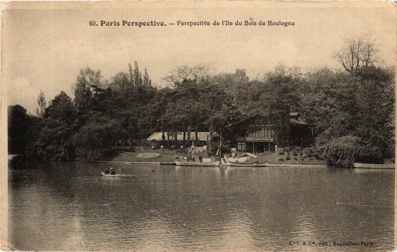 Carte postale ancienne Perspective de l'Ile du Bois de Boulogne à Paris