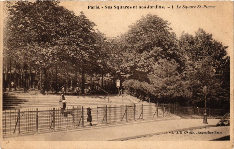 Carte postale ancienne Le Square Saint-Pierre à Paris 18e