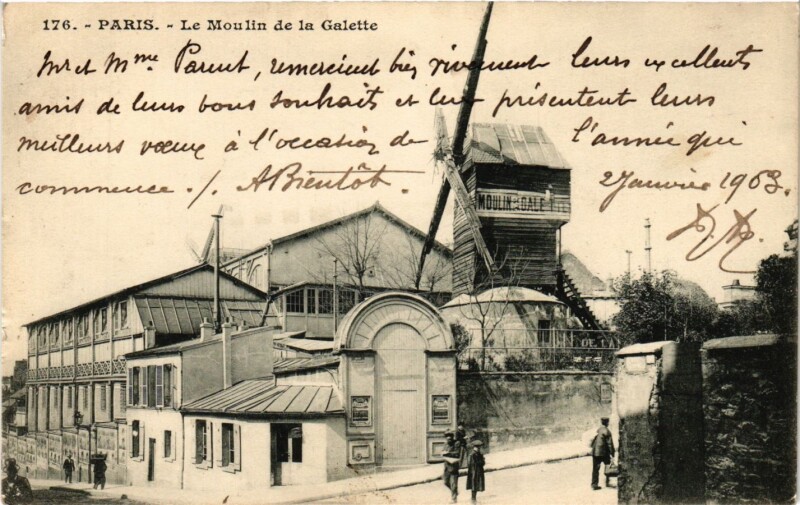 Carte postale ancienne Le Moulin de la Galette à Paris 18e