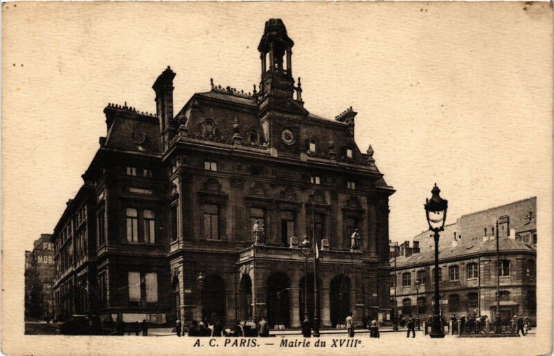 Carte postale ancienne Mairie du XVIIIe à Paris 18e
