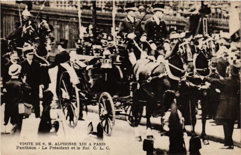 Carte postale ancienne Paris 5e-Panthéon-Le Président et le Roi à Paris 5e