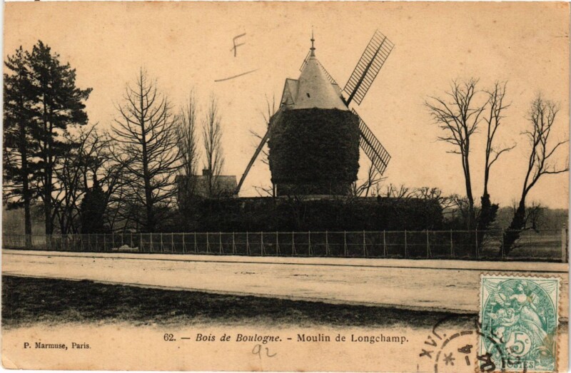 Carte postale ancienne Bois de Boulogne - Moulin de Longchamp à Paris 16e