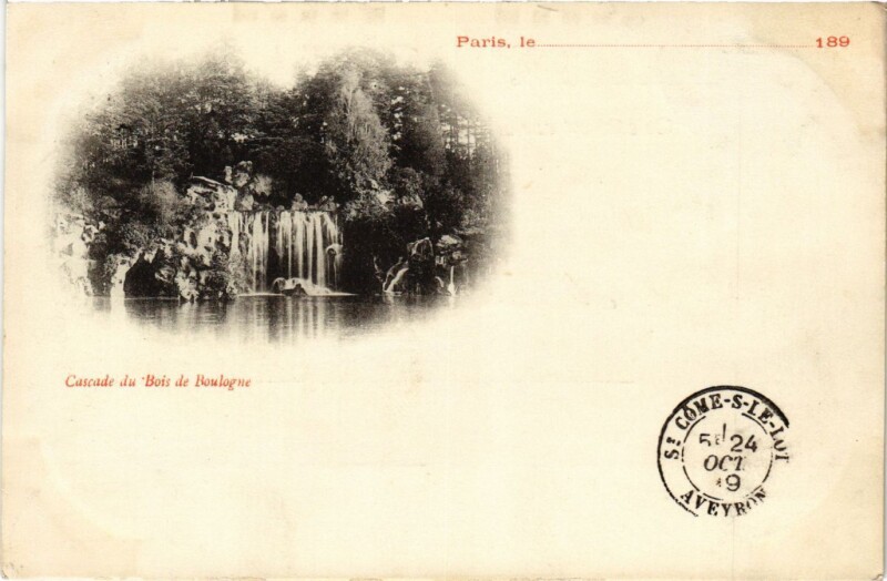 Carte postale ancienne Cascade du Bois de Boulogne à Paris 16e
