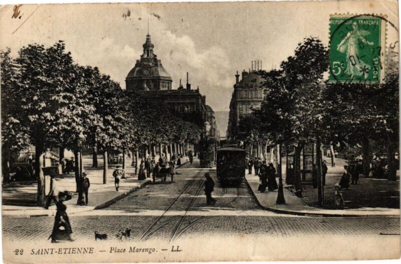 Carte postale ancienne Saint-Etienne-Place Marengo