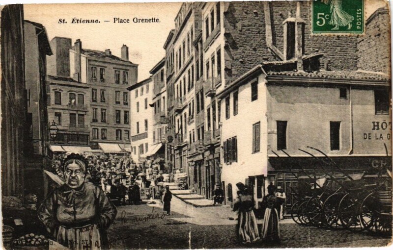 Carte postale ancienne Saint-Etienne-Place Grenette