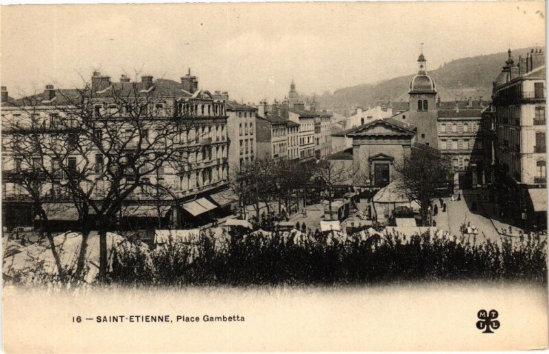 Carte postale ancienne Saint-Etienne-Place Gambetta