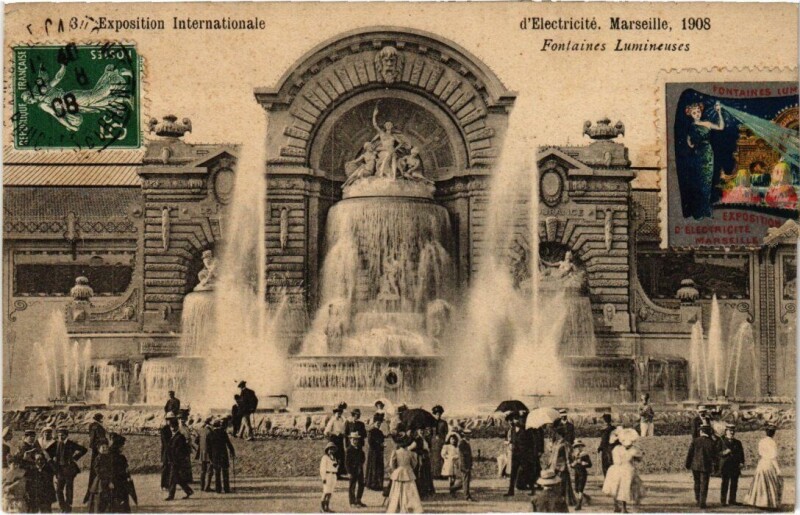 Carte postale ancienne Marseille - Expo Internationale d'Electricite Fontaines à Marseille