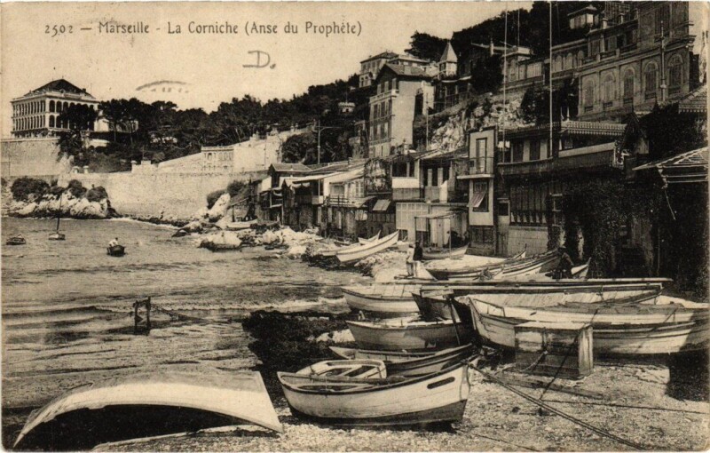 Carte postale ancienne Marseille - La Corniche (Anse du Prophete) à Marseille