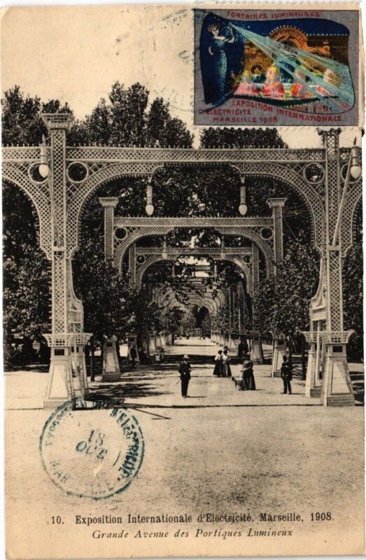 Carte postale ancienne Marseille - Expo Internationale d'Electricite Grande Avenue à Marseille