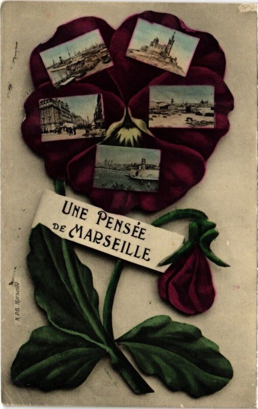 Carte postale ancienne Marseille - Une Pensee de Marseille à Marseille