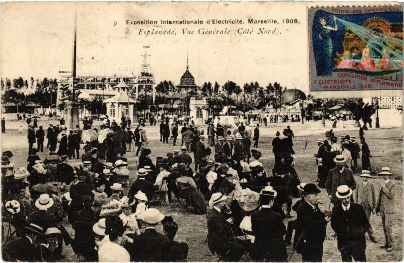Carte postale ancienne Marseille - Expo Internationale d'Electricite Esplanade à Marseille