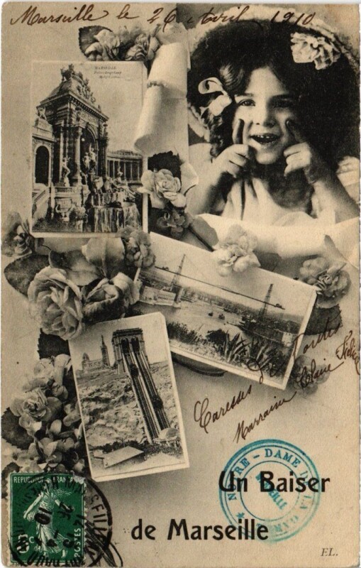 Carte postale ancienne Marseille - Un Baiser de Marseille à Marseille