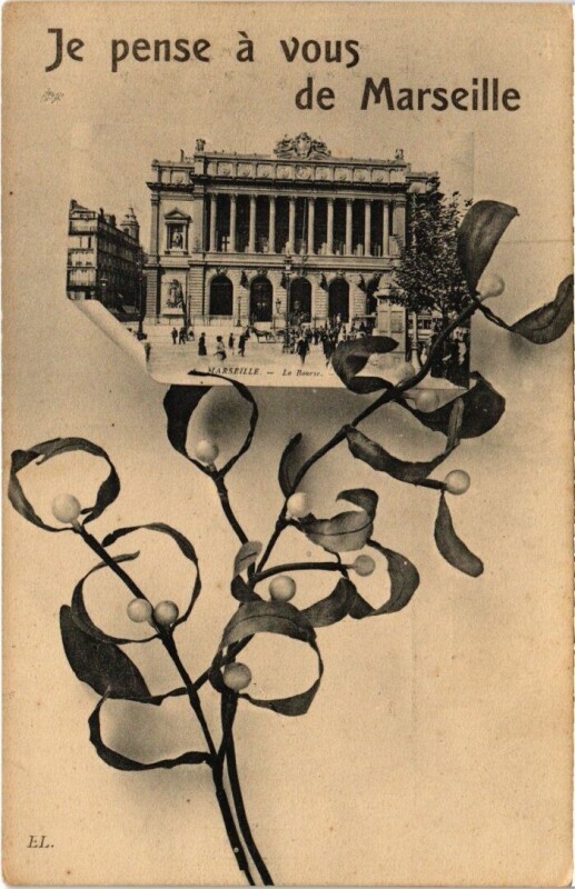 Carte postale ancienne Marseille - Je pense a vous de Marseille à Marseille