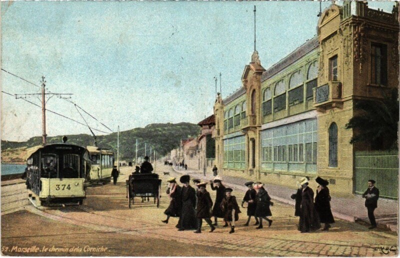 Carte postale ancienne Marseille - Le Chemin de la Corniche à Marseille