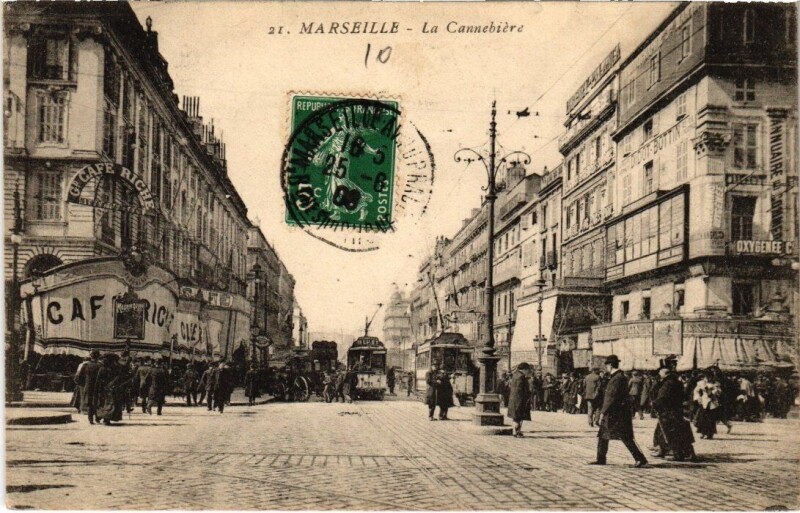 Carte postale ancienne Marseille La Cannebiere à Marseille