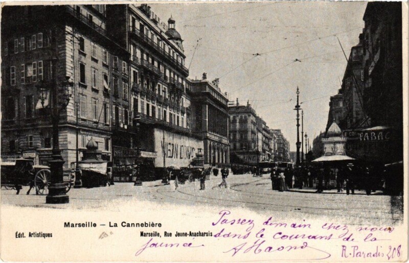 Carte postale ancienne Marseille La Cannebiere à Marseille