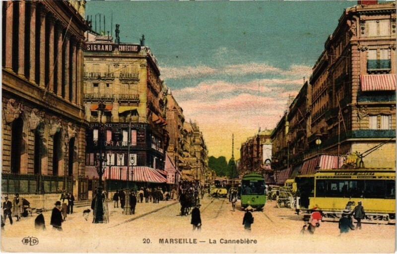 Carte postale ancienne Marseille La Cannebiere à Marseille