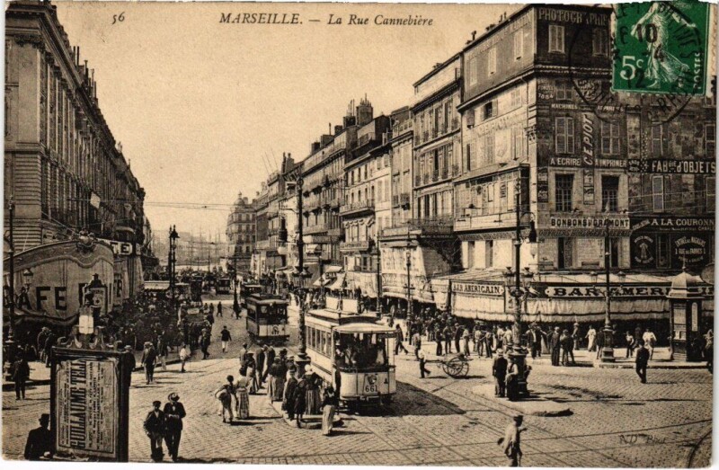 Carte postale ancienne Marseille La Rue Cannebiere à Marseille