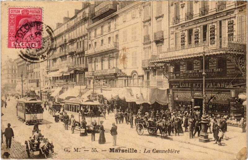 Carte postale ancienne Marseille La Cannebiere à Marseille