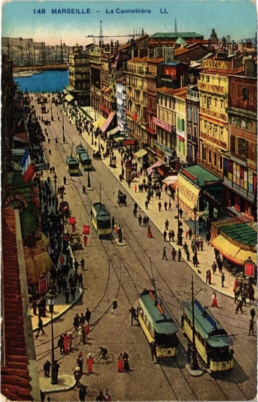 Carte postale ancienne Marseille La Cannebiere à Marseille