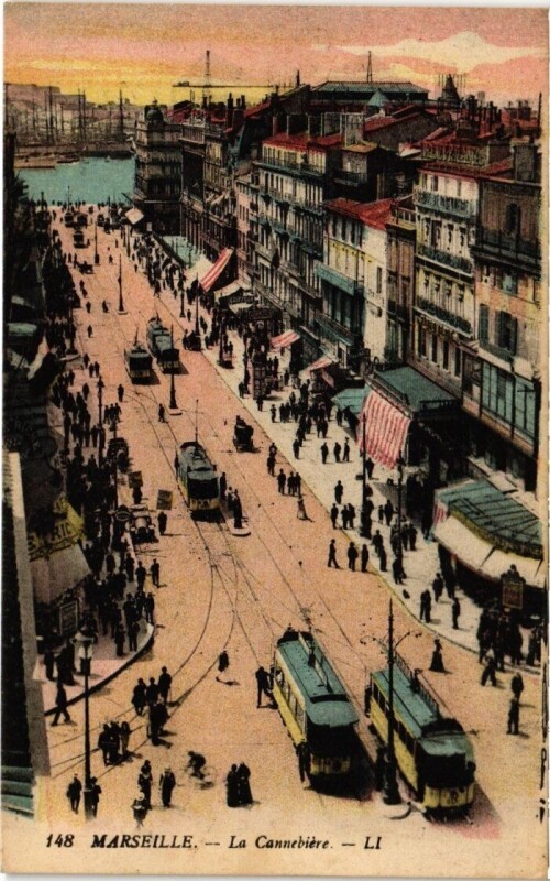 Carte postale ancienne Marseille La Cannebiere à Marseille