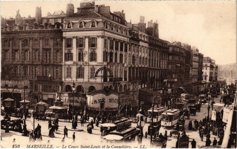 Carte postale ancienne Marseille Le Cours Saint-Louis et la Cannebiere à Marseille
