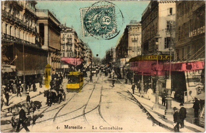 Carte postale ancienne Marseille La Cannebiere à Marseille