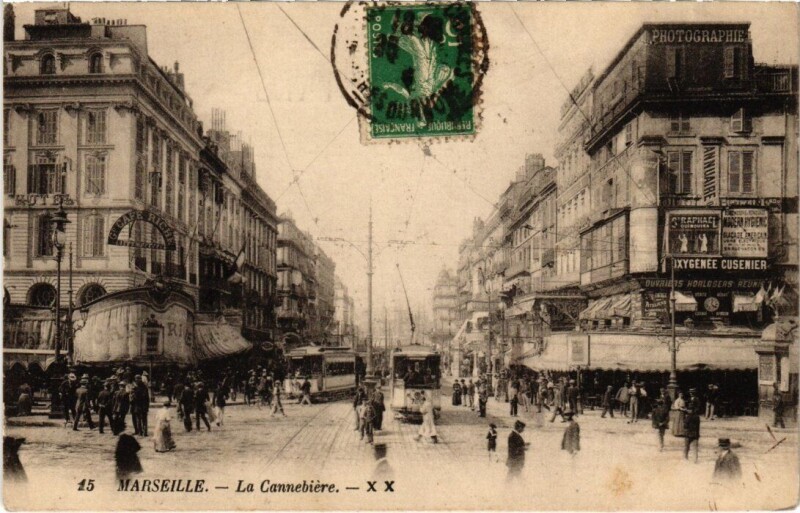 Carte postale ancienne Marseille La Cannebiere à Marseille