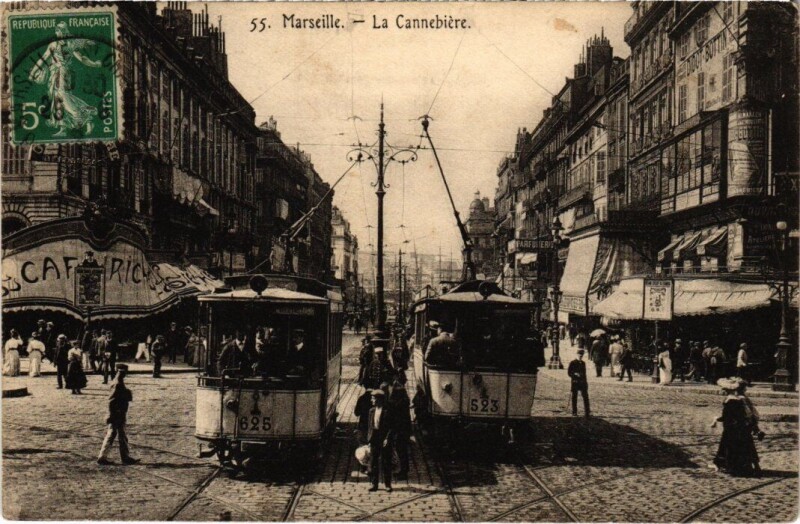 Carte postale ancienne Marseille La Cannebiere à Marseille