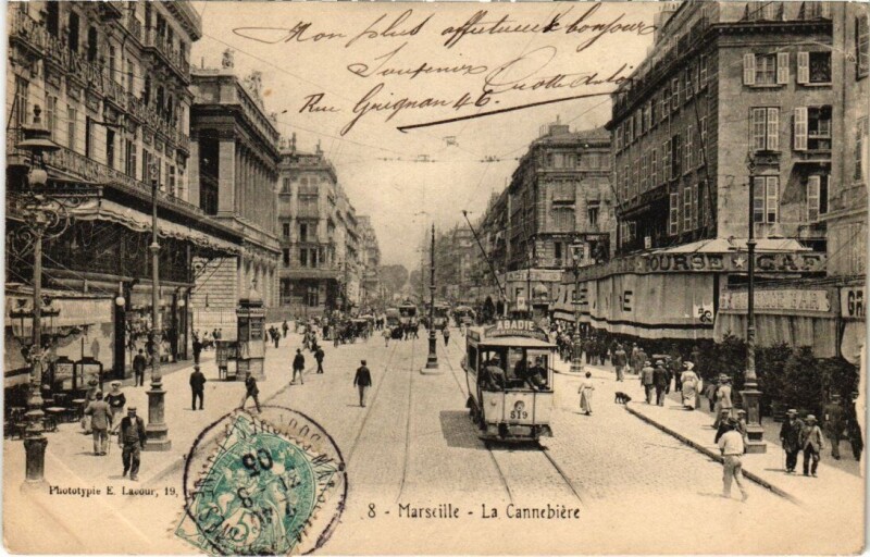 Carte postale ancienne Marseille La Cannebiere à Marseille