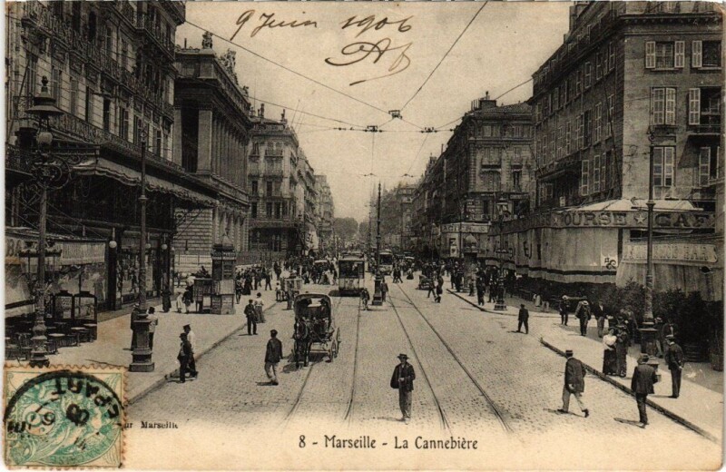 Carte postale ancienne Marseille La Cannebiere à Marseille