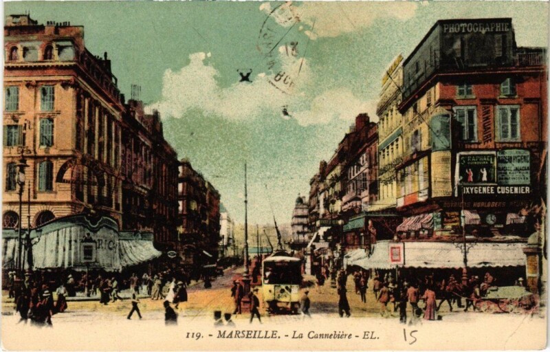 Carte postale ancienne Marseille La Cannebiere à Marseille
