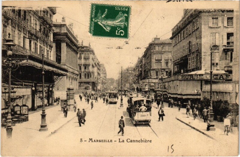 Carte postale ancienne Marseille La Cannebiere à Marseille