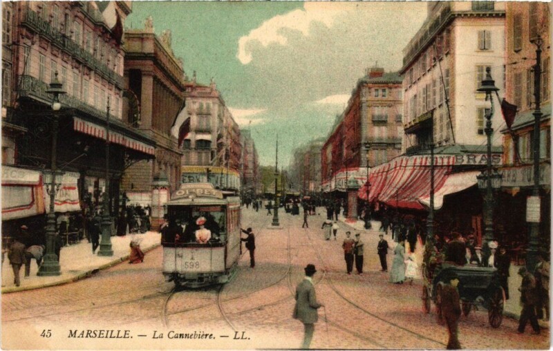 Carte postale ancienne Marseille La Cannebiere à Marseille