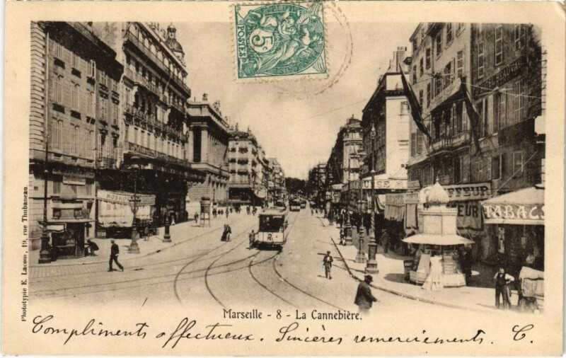 Carte postale ancienne Marseille La Cannebiere à Marseille