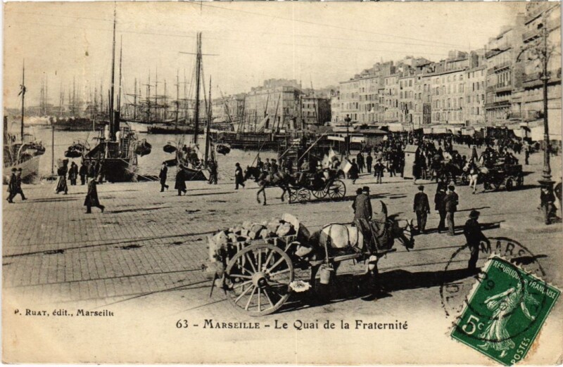 Carte postale ancienne Marseille Le Quai de la Fraternite à Marseille