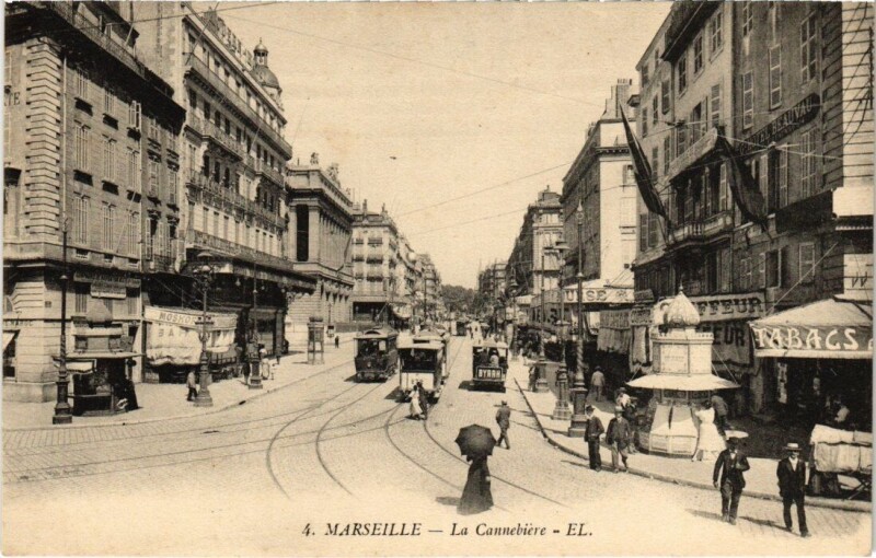 Carte postale ancienne Marseille La Cannebiere à Marseille