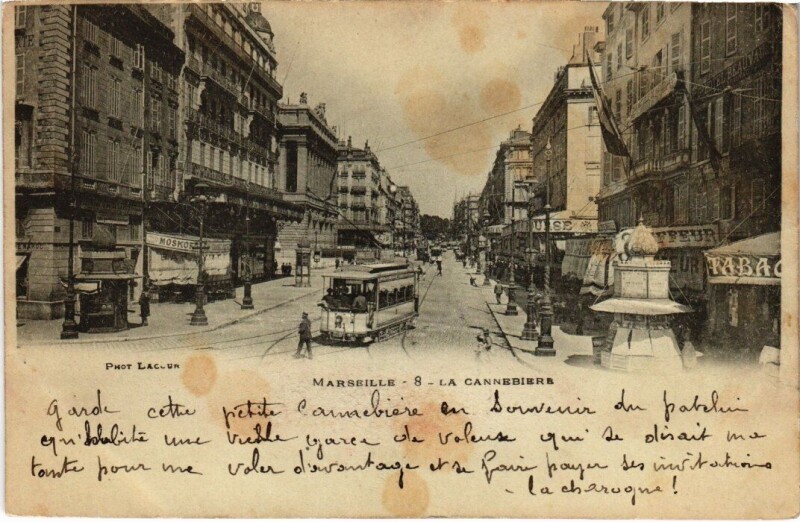 Carte postale ancienne Marseille La Cannebiere à Marseille