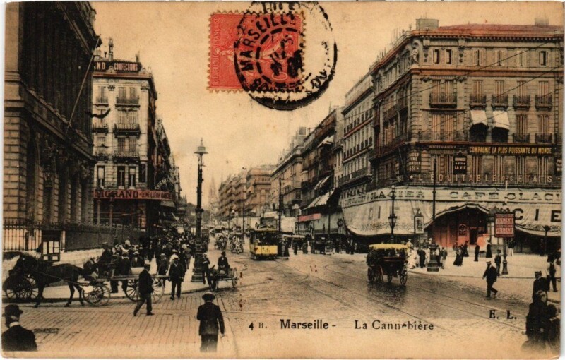 Carte postale ancienne Marseille La Cannebiere à Marseille
