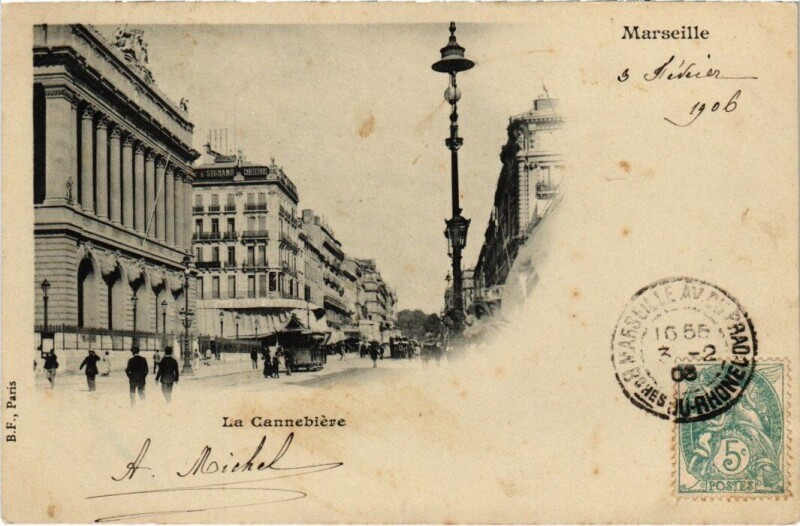 Carte postale ancienne Marseille La Cannebiere à Marseille