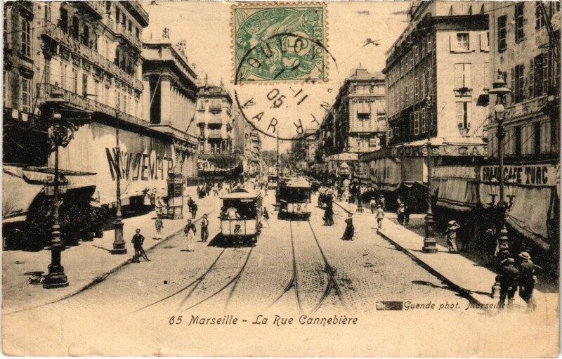 Carte postale ancienne Marseille La Rue Cannebiere à Marseille