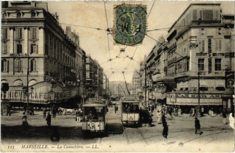 Carte postale ancienne Marseille La Cannebiere à Marseille