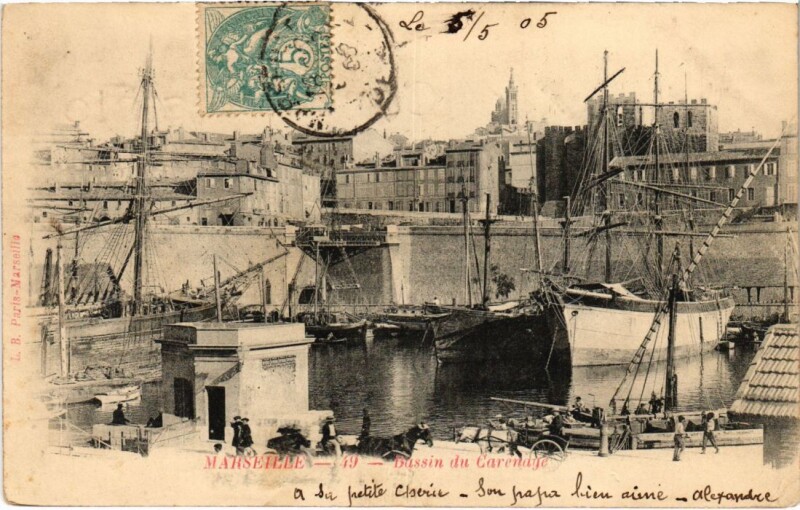 Carte postale ancienne Marseille Bassin du Carenage à Marseille