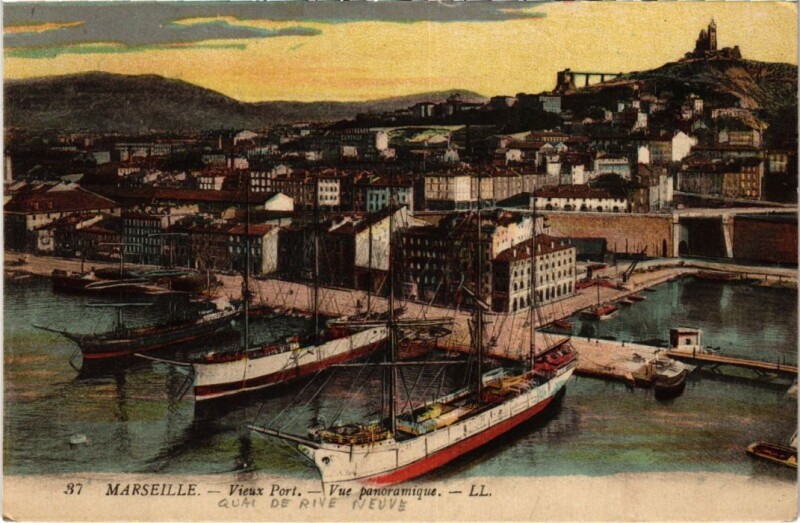 Carte postale ancienne Marseille Vieux Port - Vue panoramique à Marseille