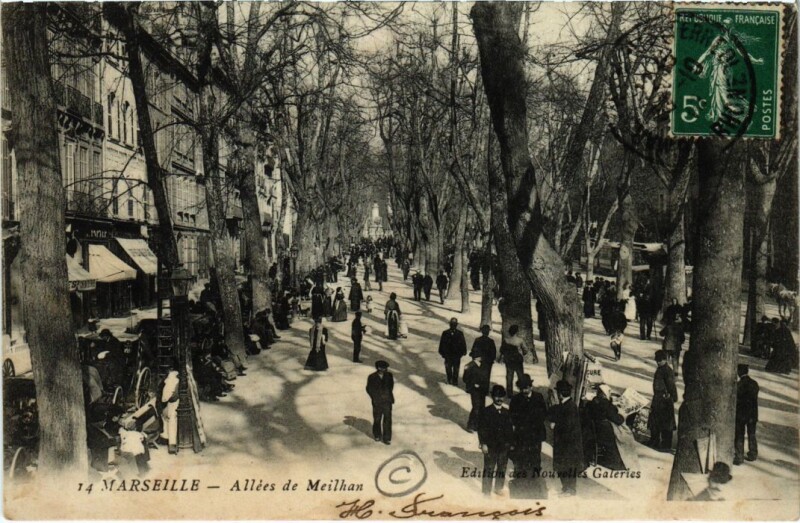 Carte postale ancienne Marseille Allees de Meilhan à Marseille