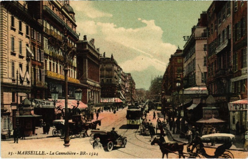 Carte postale ancienne Marseille La Cannebiere à Marseille