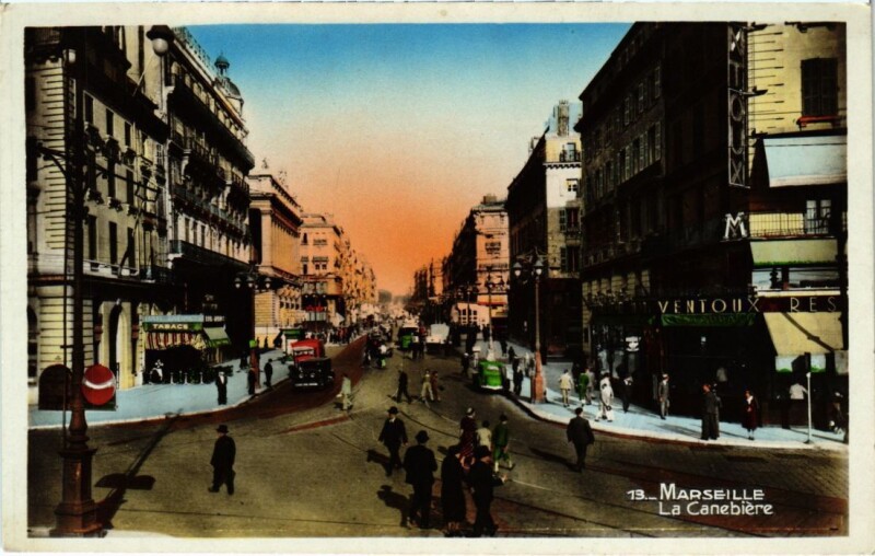 Carte postale ancienne Marseille La Cannebiere à Marseille