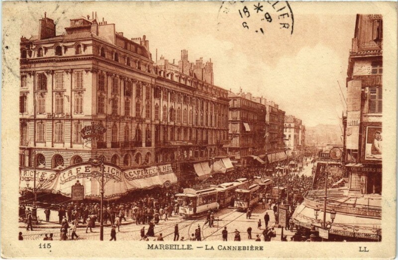 Carte postale ancienne Marseille La Cannebiere à Marseille