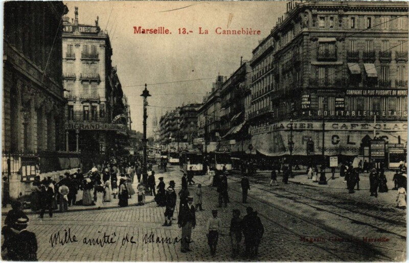 Carte postale ancienne Marseille La Cannebiere à Marseille