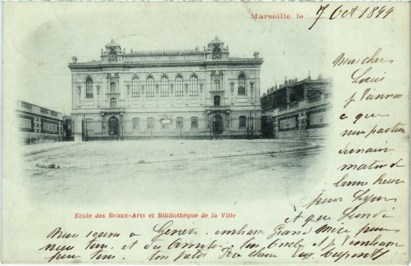 Carte postale ancienne Marseille Ecole des Beaux-Arts et Bibliotheque de la Ville à Marseille